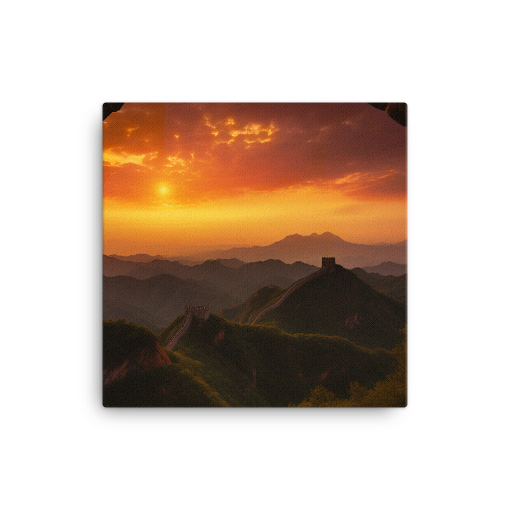 Illuminating the Great Wall at Sunset canvas - Posterfy.AI