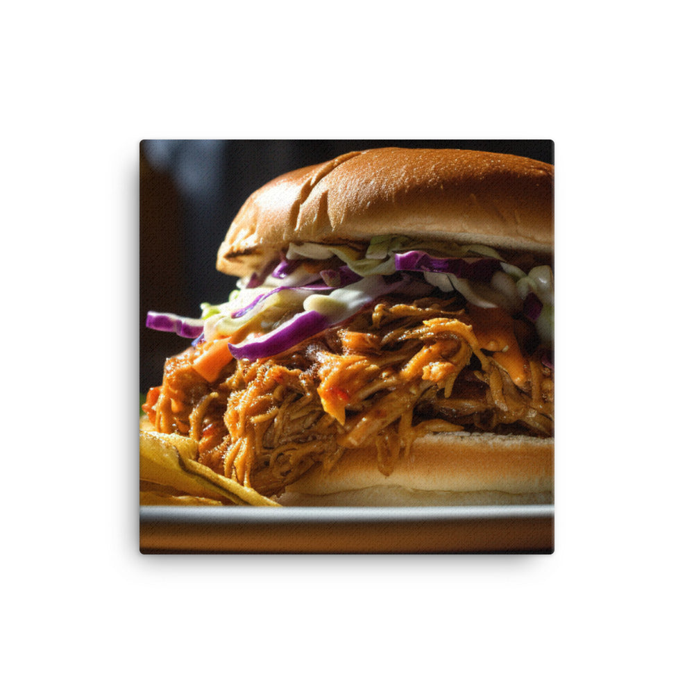 Melt-in-Your-Mouth Pulled Pork Sandwich canvas - Posterfy.AI