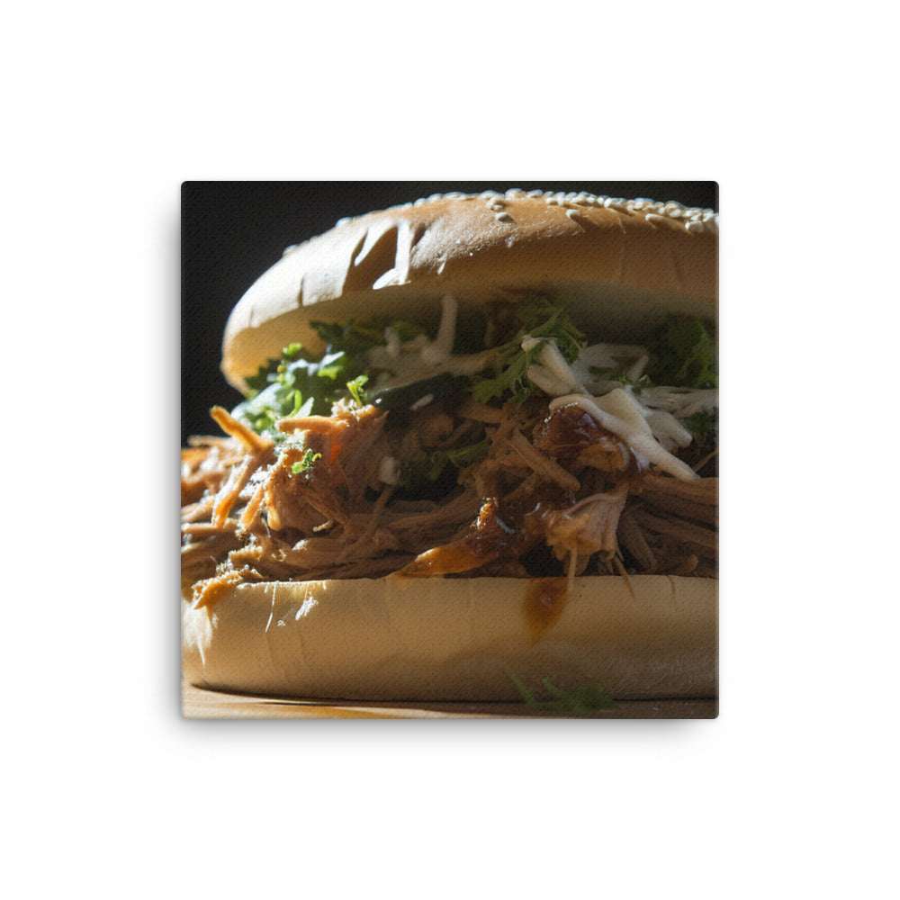 Juicy Pulled Pork Sandwich canvas - Posterfy.AI