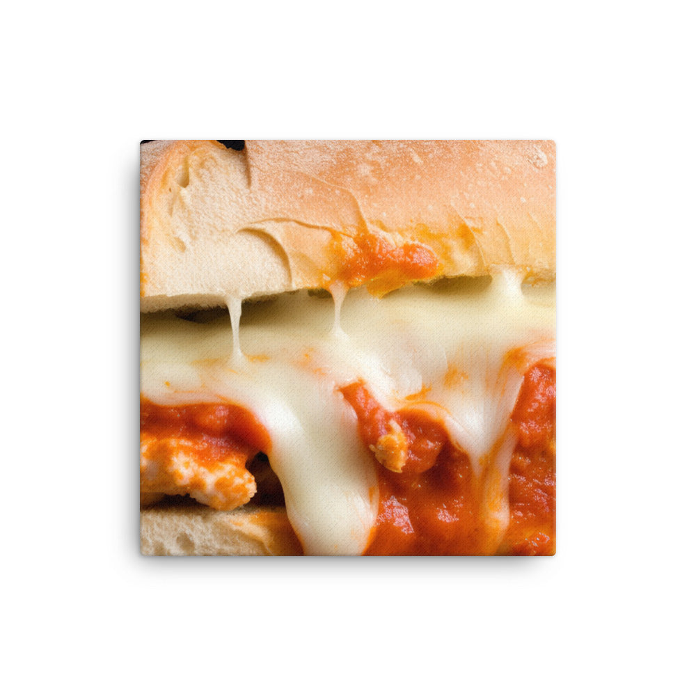 Golden Chicken Parmesan on Fresh Bread canvas - Posterfy.AI