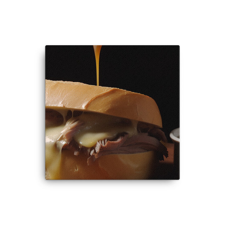 French Dip Sandwich with Au Jus canvas - Posterfy.AI