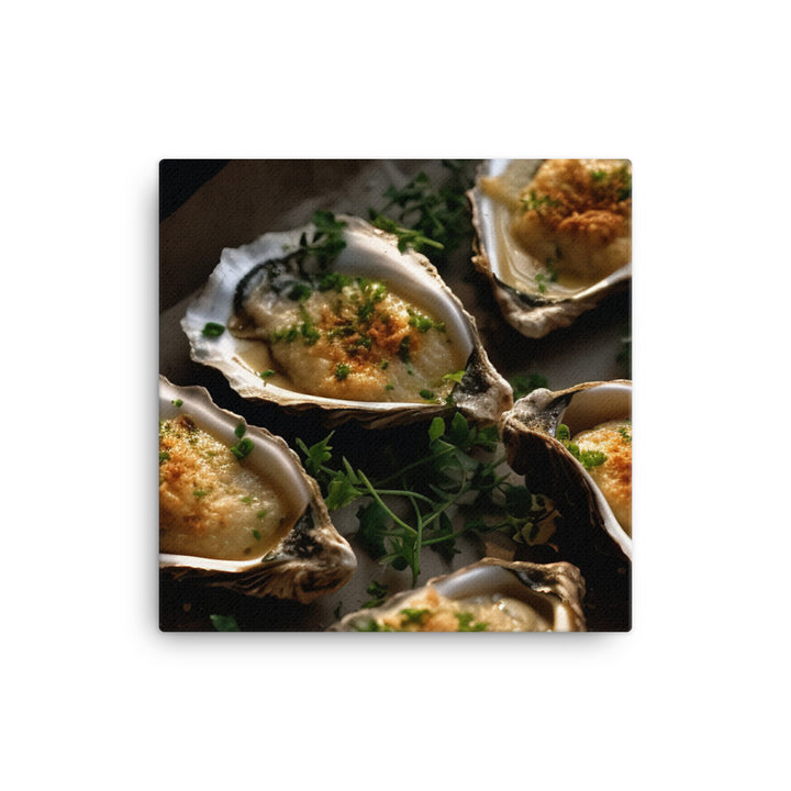 Baked Pacific Oysters with Cheese and Herbs canvas - Posterfy.AI