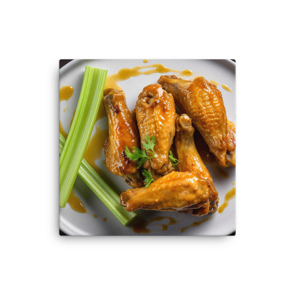 Honey Mustard Chicken Wings with Celery Sticks canvas - Posterfy.AI