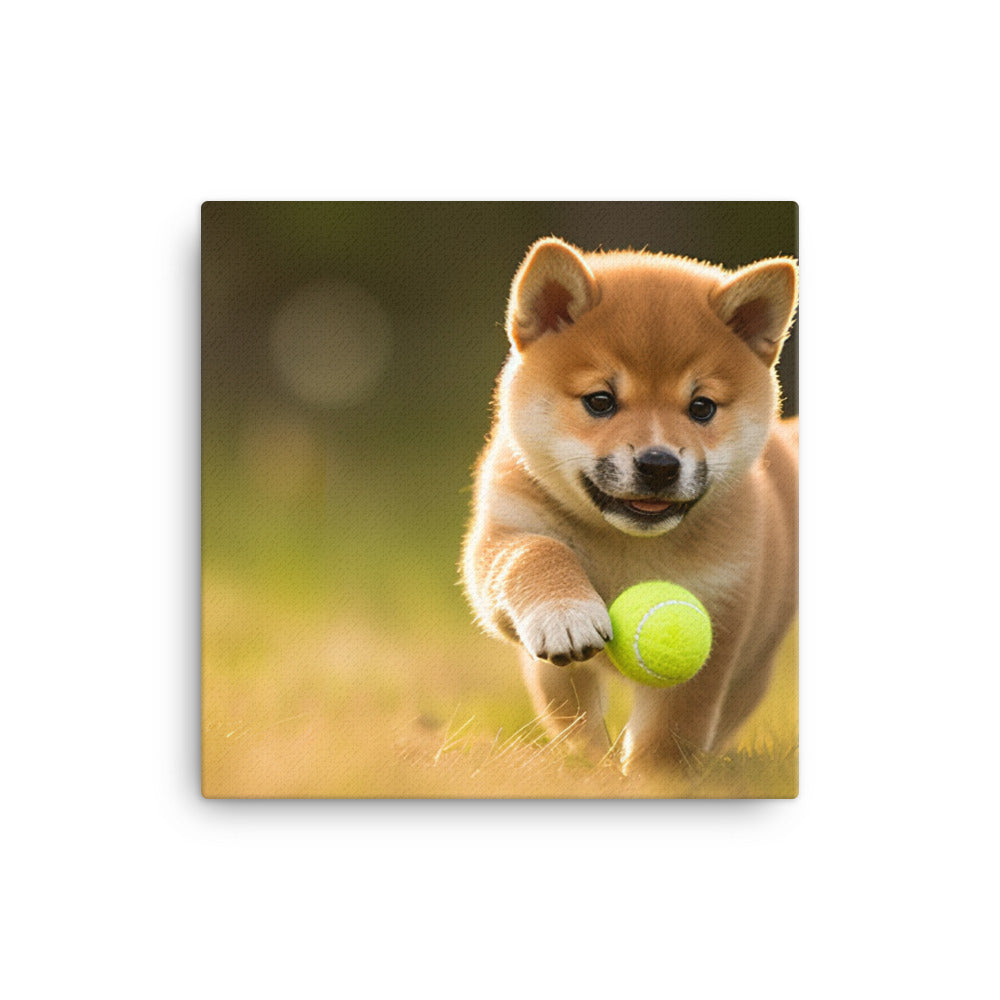 Shiba Inu Pup Playing canvas - Posterfy.AI
