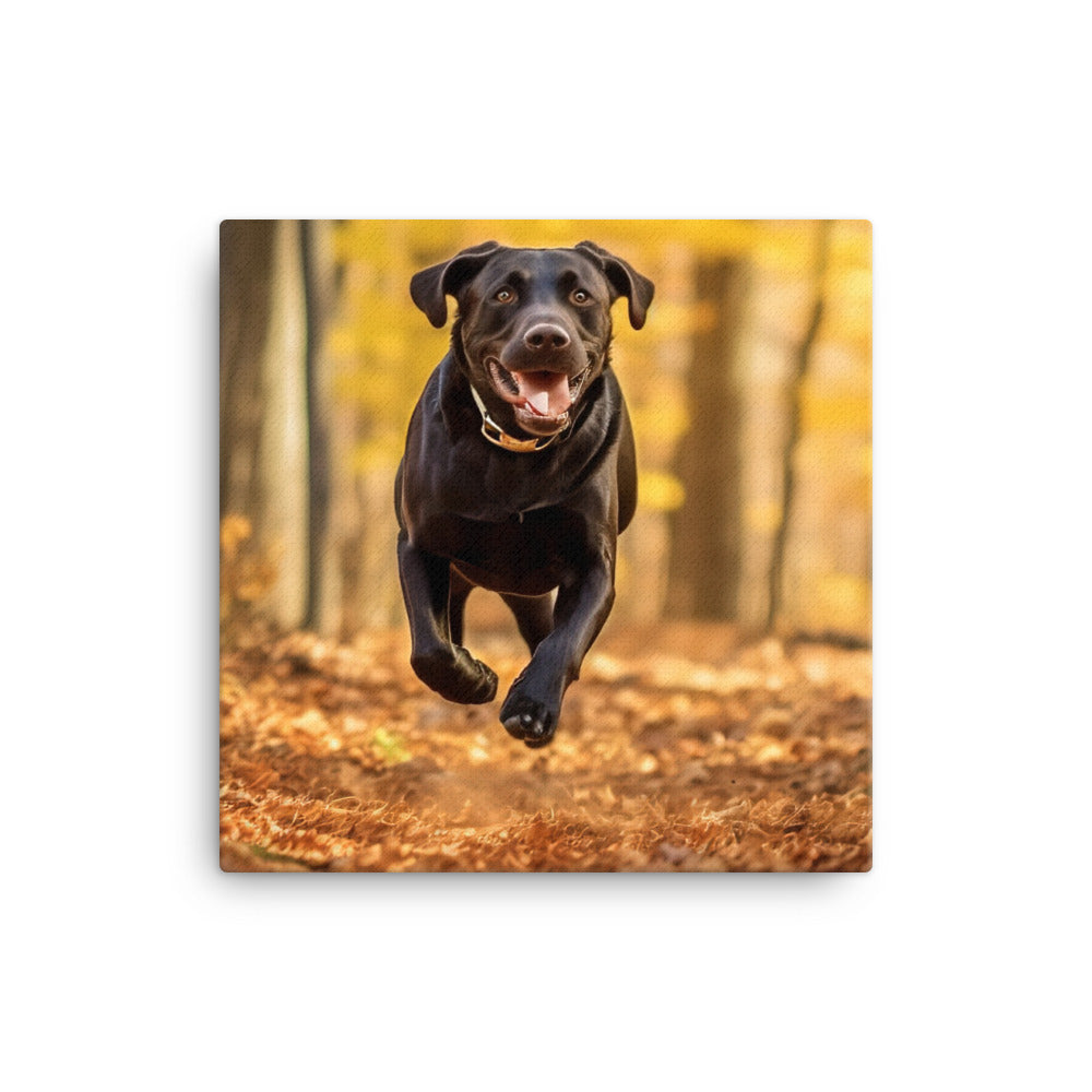 Labrador Retriever Running in the Woods canvas - Posterfy.AI