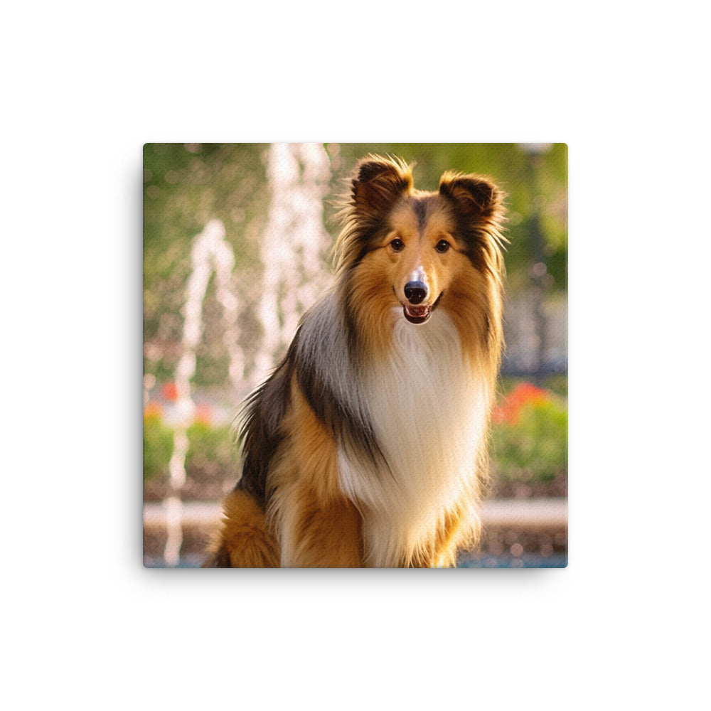 Shetland Sheepdog Posing in the Park canvas - Posterfy.AI