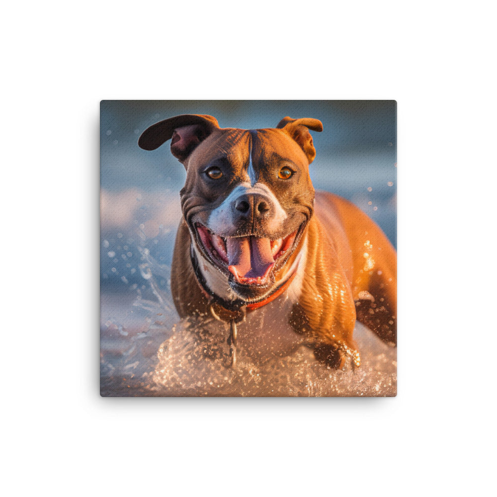 Playful American Staffordshire Terrier canvas - Posterfy.AI