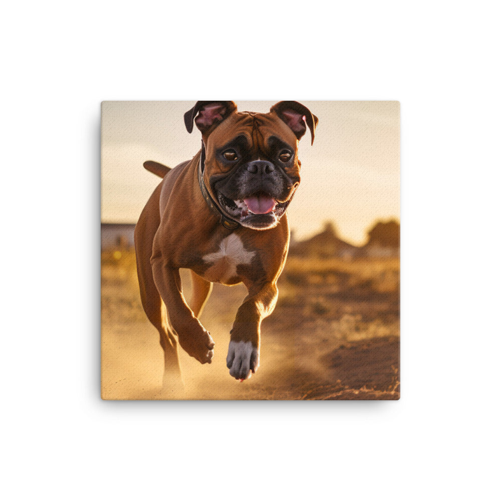 Energetic Boxer at Playtime canvas - Posterfy.AI