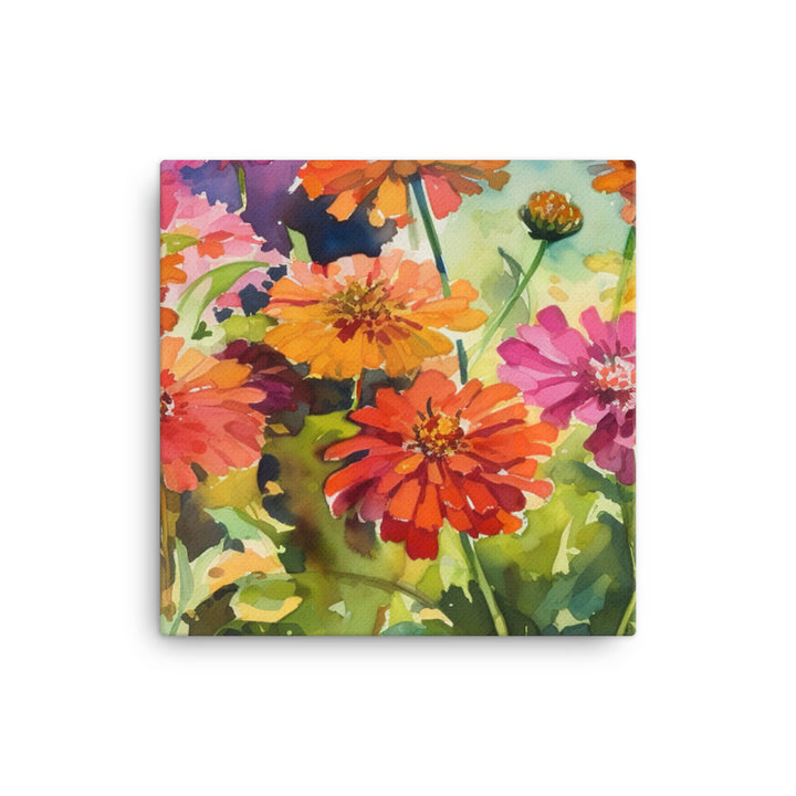 Vibrant Zinnias canvas - Posterfy.AI