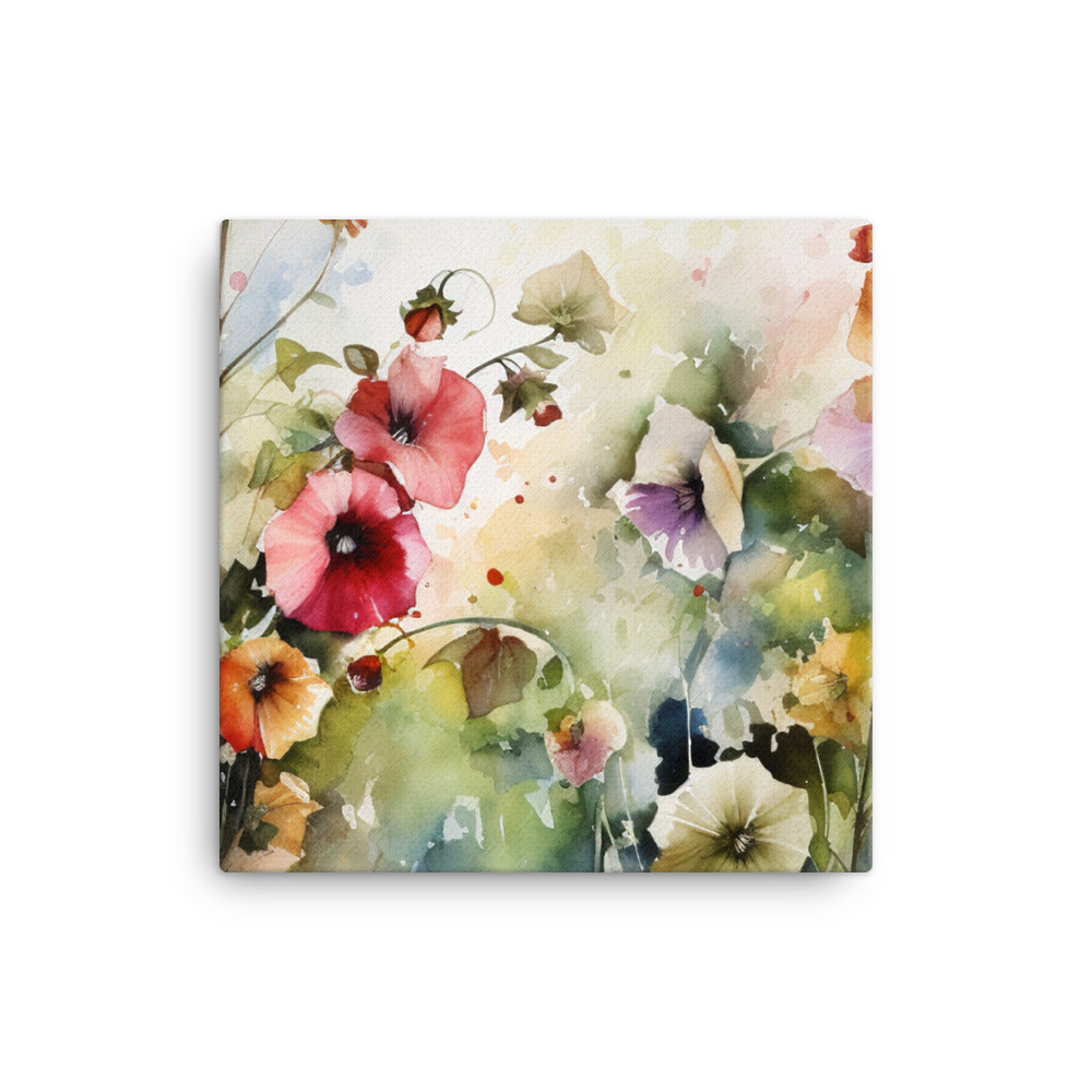 Delight with Hollyhocks canvas - Posterfy.AI