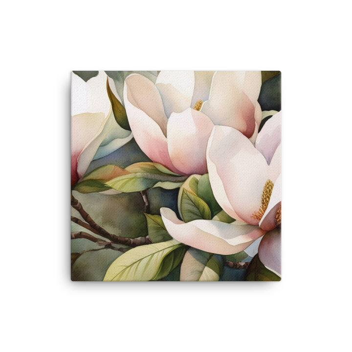 Watercolor Magnolias Unveiled canvas - Posterfy.AI