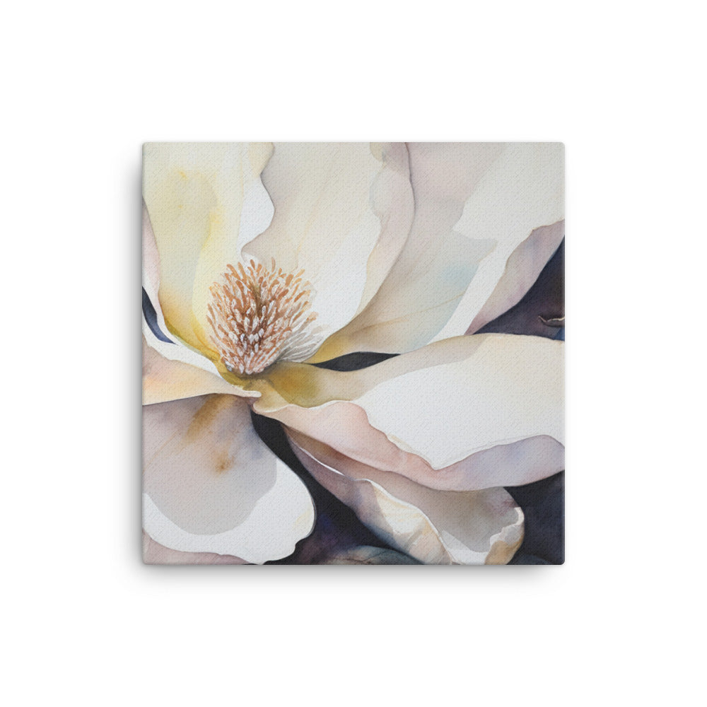 Watercolor Magnolias Unveiled canvas - Posterfy.AI