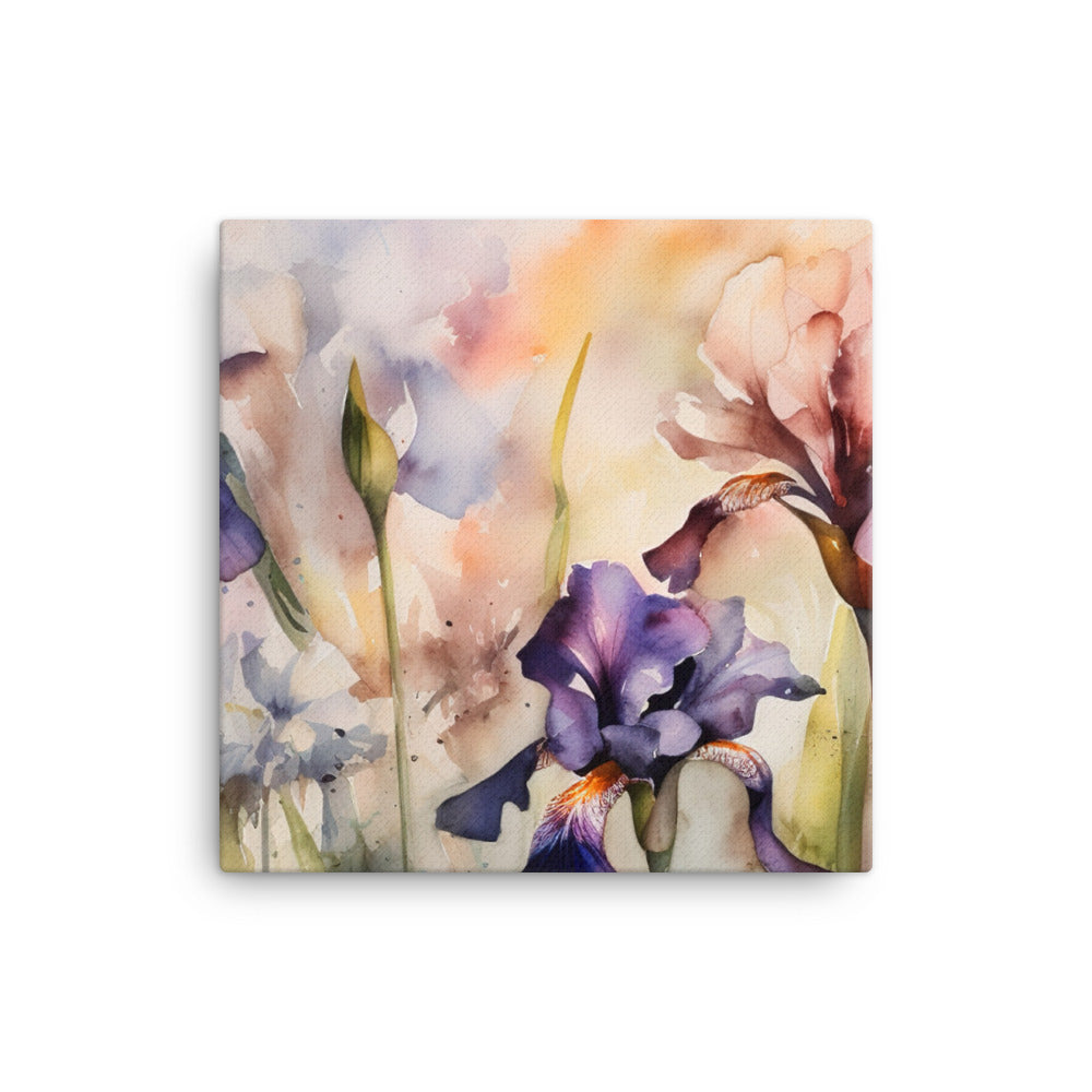 Watercolor Irises in Bloom canvas - Posterfy.AI