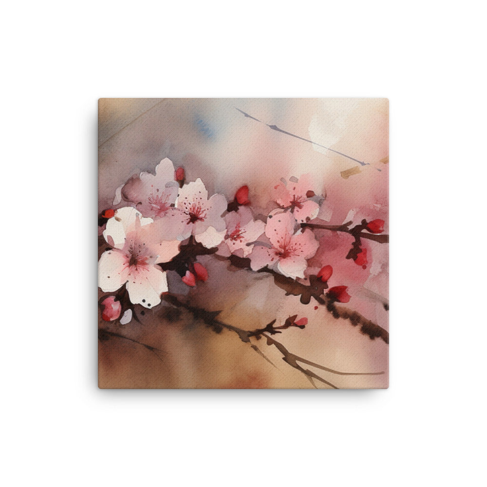 Watercolor Cherry Blossoms canvas - Posterfy.AI