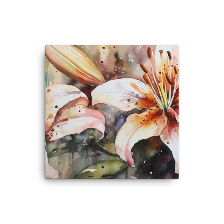 Watercolor Lilies in Bloom canvas - Posterfy.AI