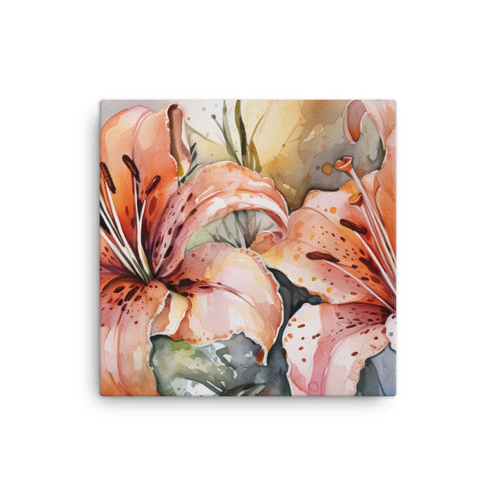 Watercolor Lilies in Bloom canvas - Posterfy.AI