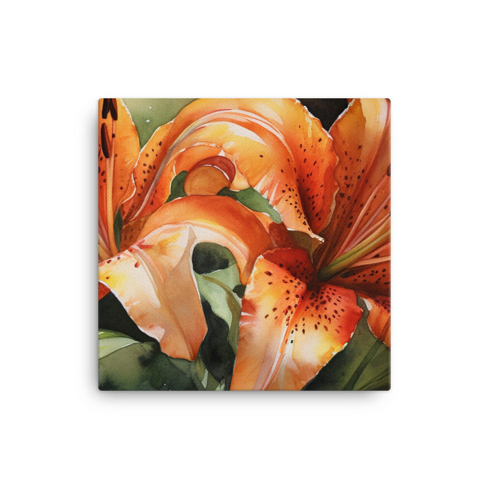 Watercolor Lilies Illuminated canvas - Posterfy.AI