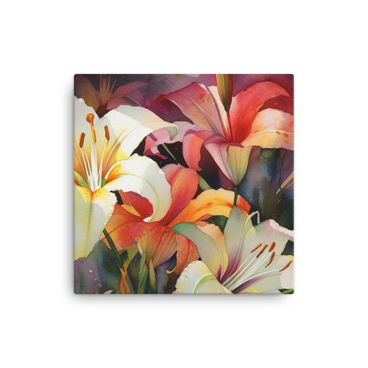 Watercolor Lilies Illuminated canvas - Posterfy.AI