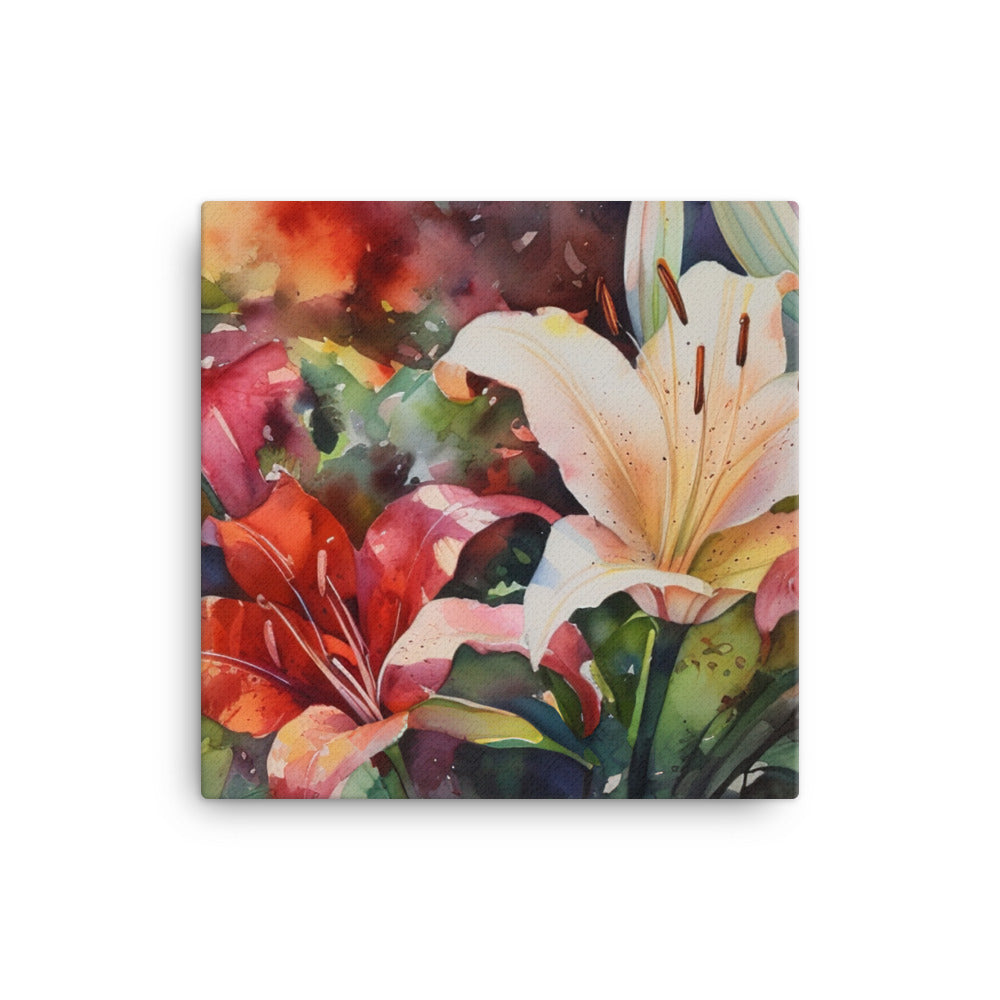 Watercolor Journey with Lilies canvas - Posterfy.AI