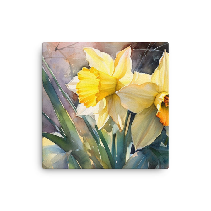 Watercolor Journey with Daffodils canvas - Posterfy.AI