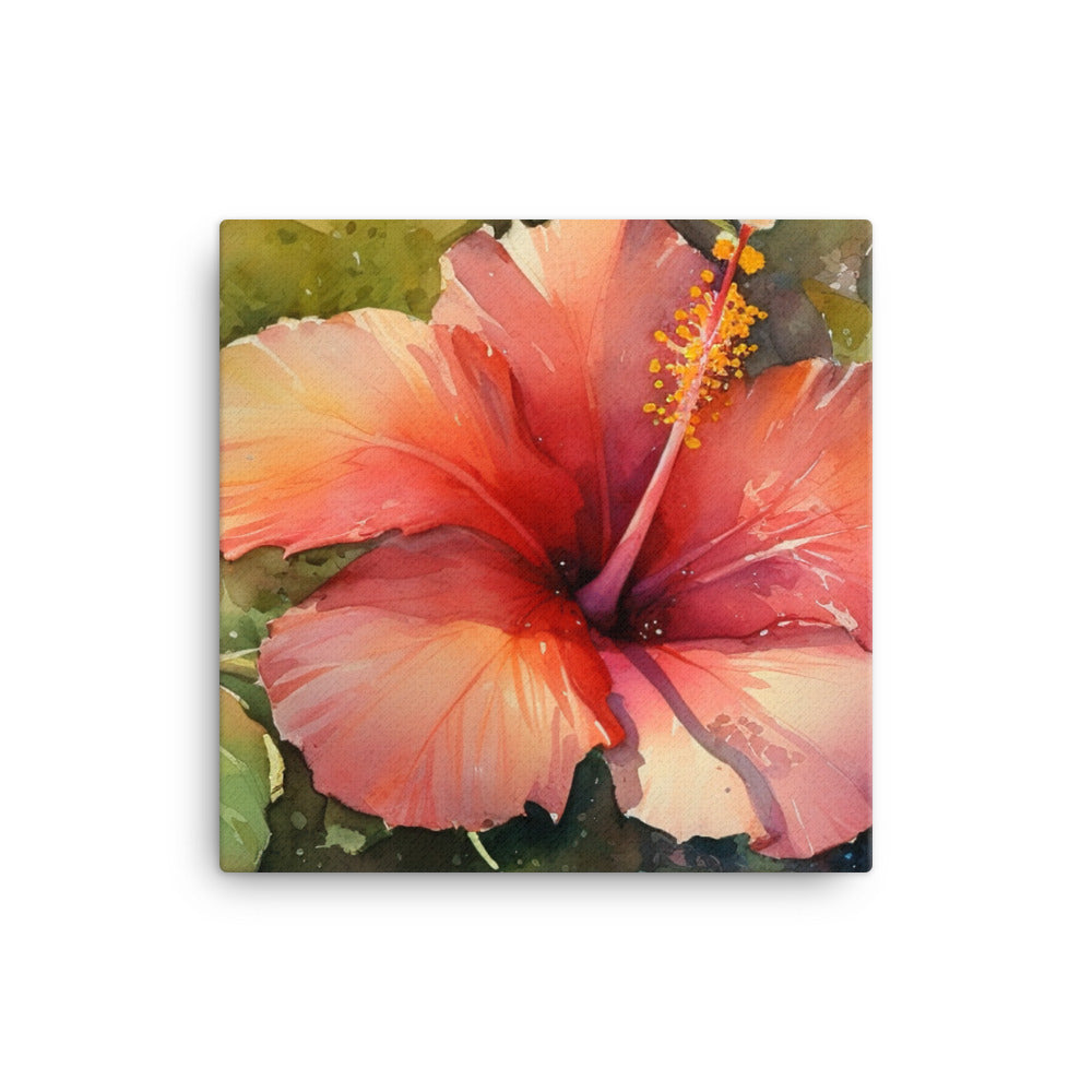 Hibiscus in Watercolor canvas - Posterfy.AI