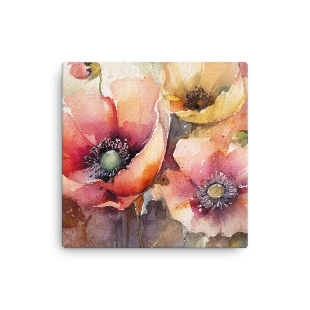 Poppies in Watercolors canvas - Posterfy.AI