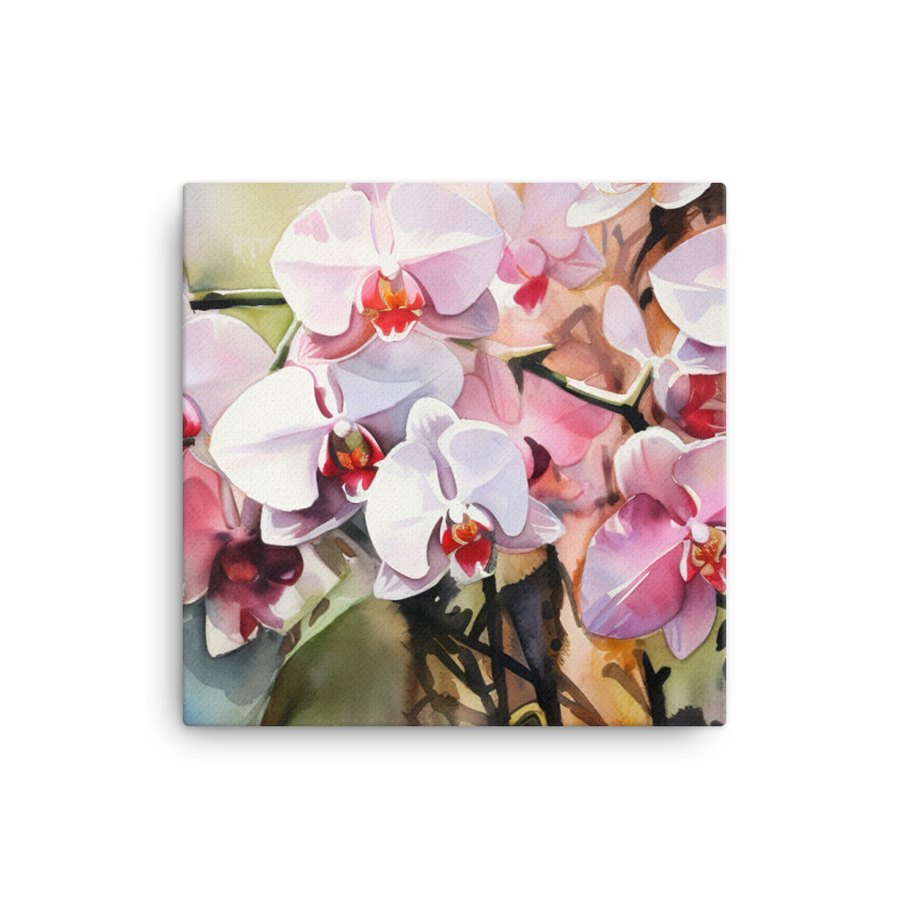 Orchids in Watercolor canvas - Posterfy.AI