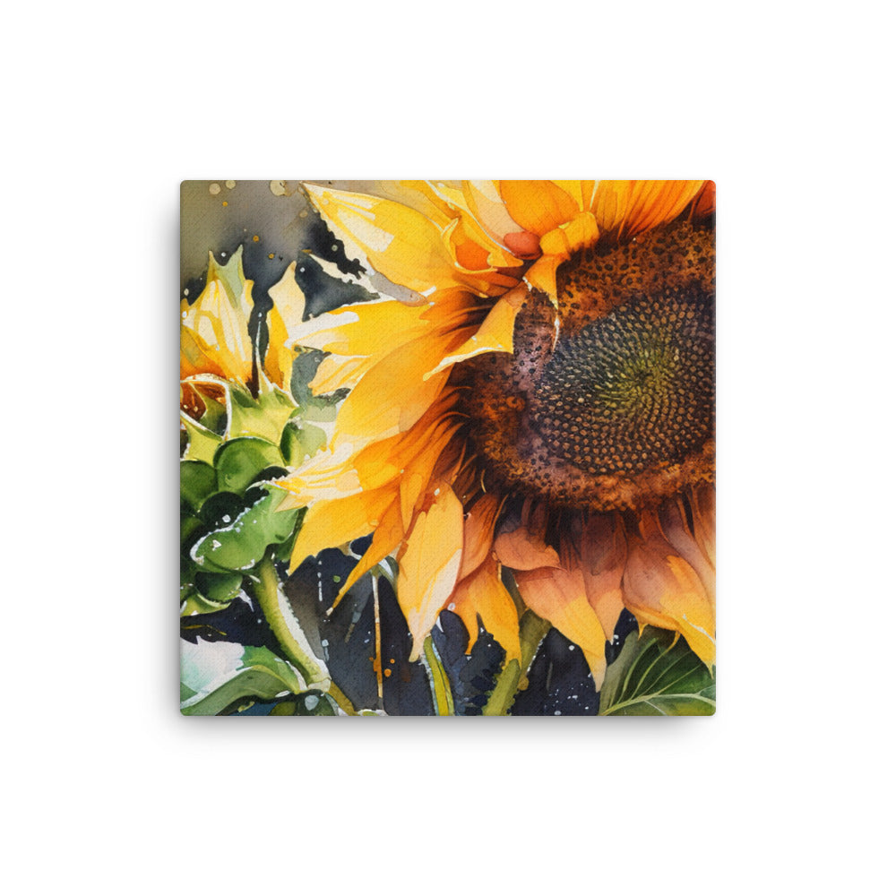 Luminous Watercolor Journey with Sunflowers canvas - Posterfy.AI