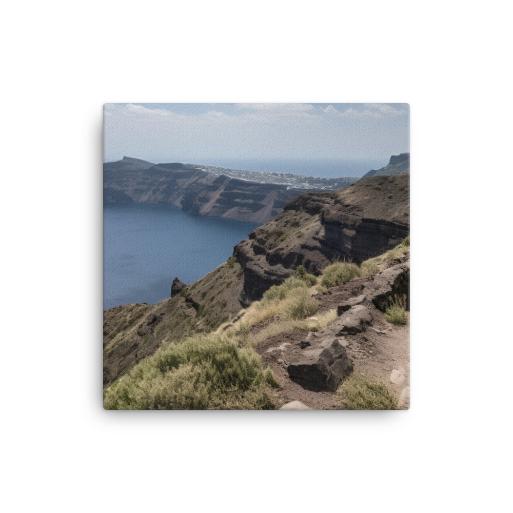 Santorini Caldera Trails canvas - Posterfy.AI