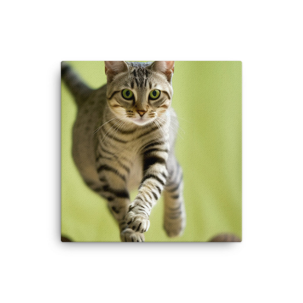 Egyptian Mau at Playtime canvas - Posterfy.AI