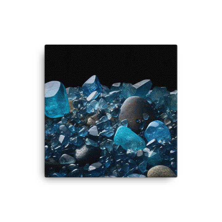 A pile of variously sized blue diamonds canvas - Posterfy.AI