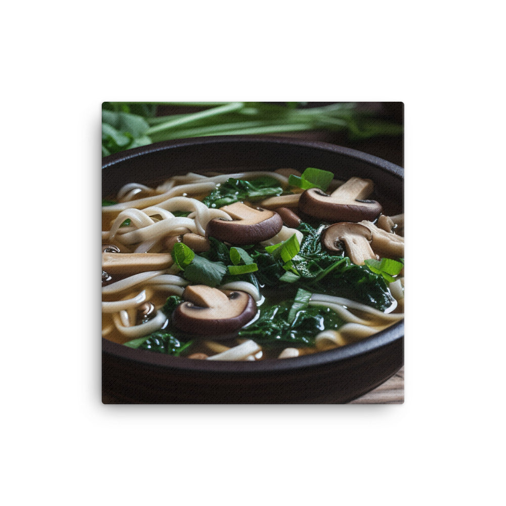 Vegetarian Udon Soup with Shiitake Mushrooms canvas - Posterfy.AI