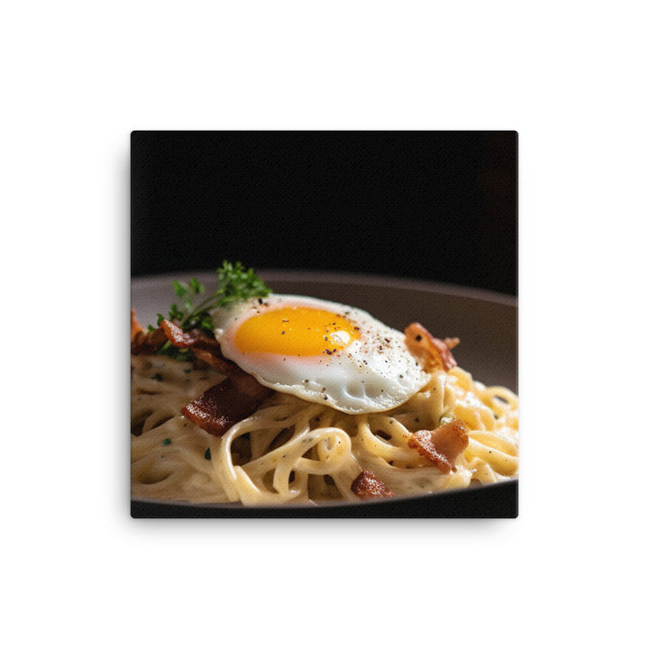 Udon Carbonara with Bacon and Egg canvas - Posterfy.AI