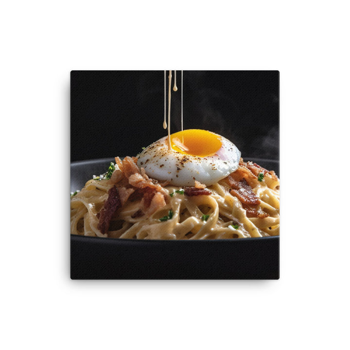 Udon Carbonara with Bacon and Egg canvas - Posterfy.AI