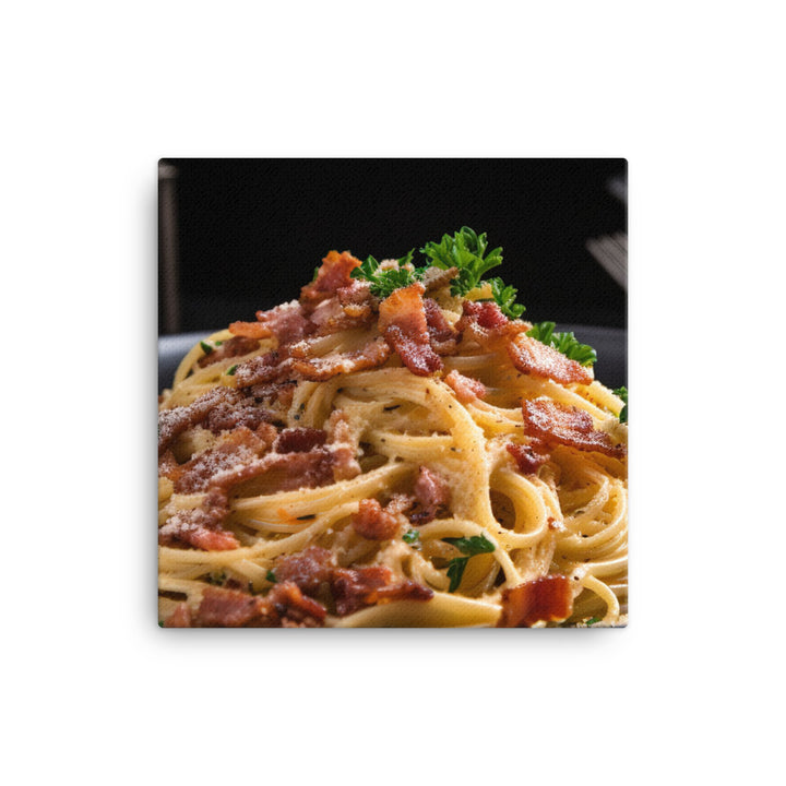 Spaghetti Carbonara with Bacon canvas - Posterfy.AI