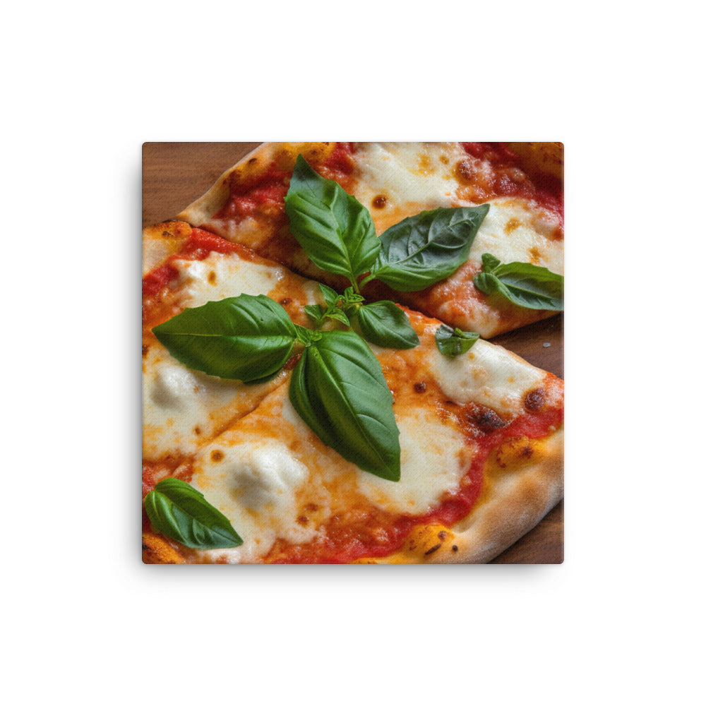 A Margherita Pizza with Fresh Basil canvas - Posterfy.AI