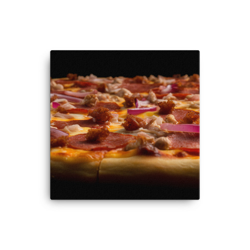 A Loaded Meat Pizza canvas - Posterfy.AI