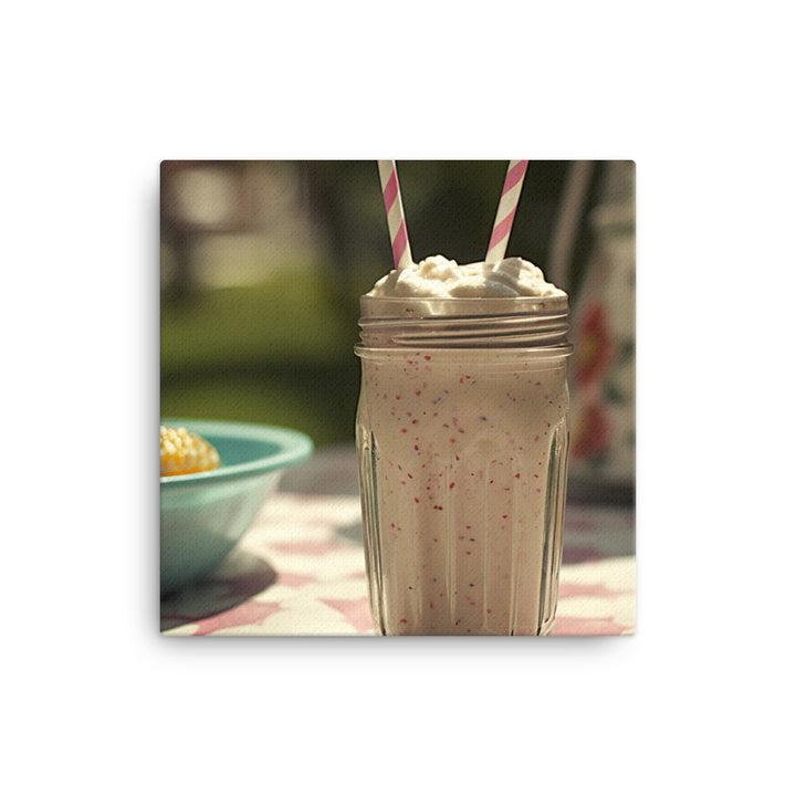 Classic vanilla milkshake in summer canvas - Posterfy.AI