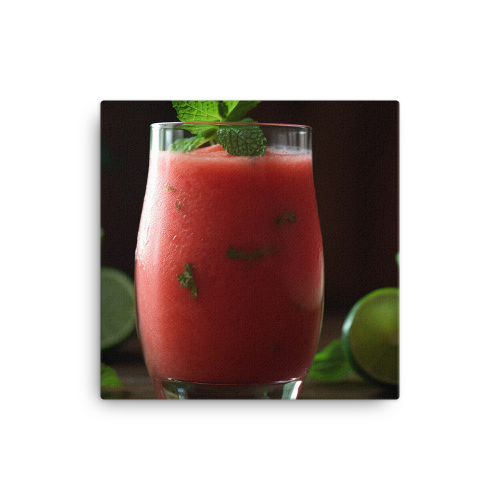 A glass of watermelon mint smoothie canvas - Posterfy.AI