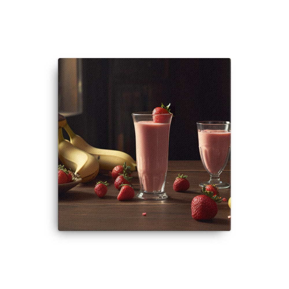 Strawberry banana smoothie canvas - Posterfy.AI