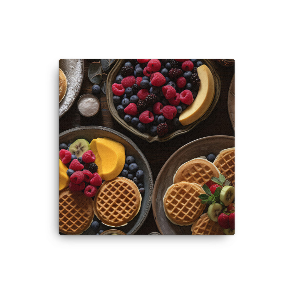 Pancakes and Waffles with Fresh Fruit canvas - Posterfy.AI