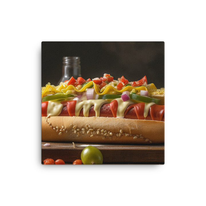 Chicago Style Hot Dog canvas - Posterfy.AI