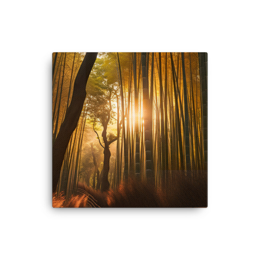 Golden Hour Enchantment in Arashiyama Bamboo Grove canvas - Posterfy.AI