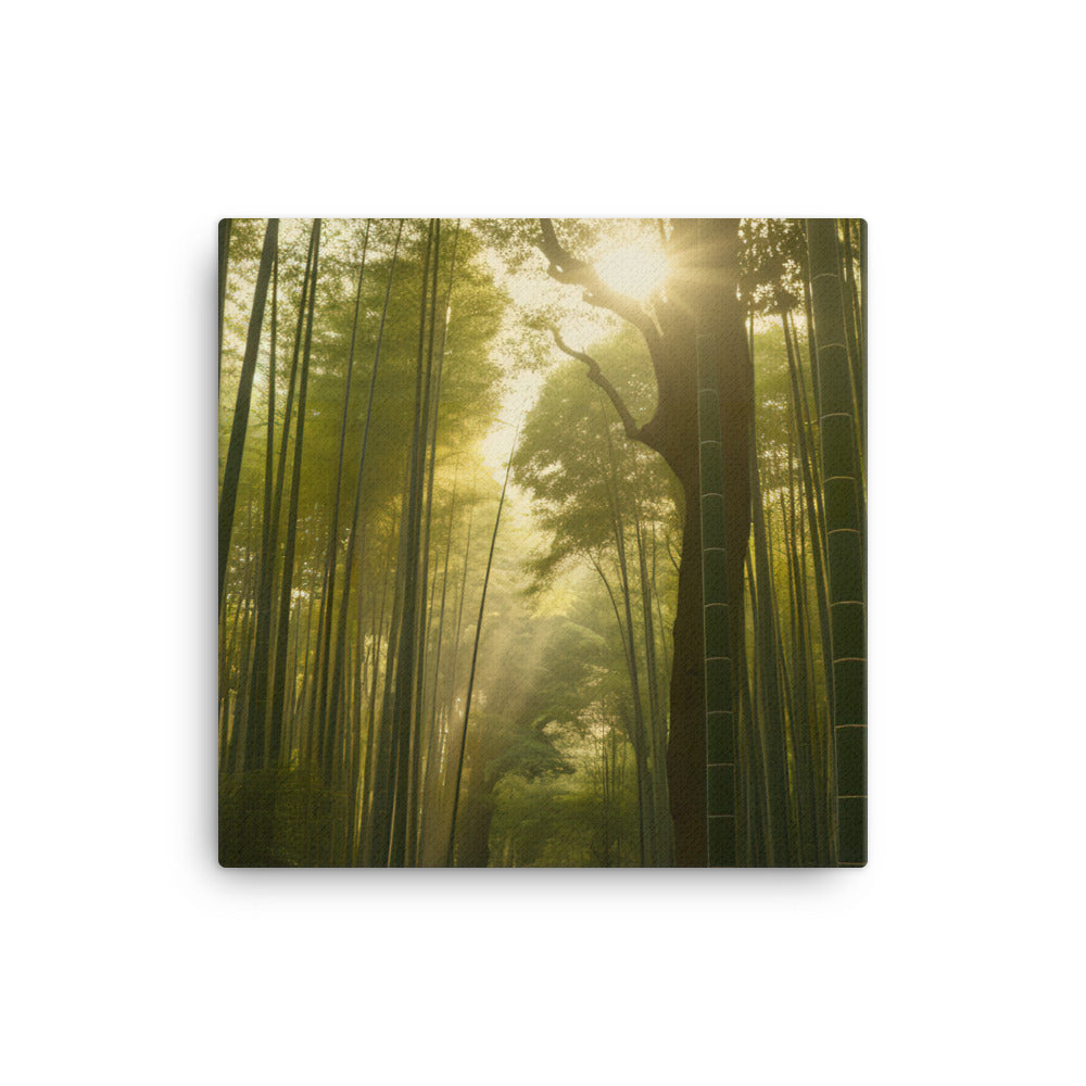 Golden Hour Enchantment in Arashiyama Bamboo Grove canvas - Posterfy.AI
