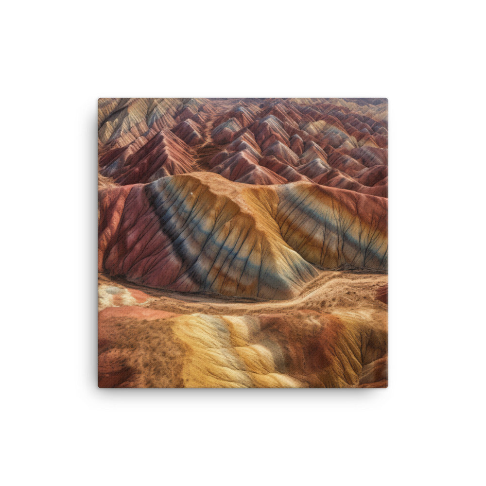 Zhangye Danxia Landform from Above canvas - Posterfy.AI