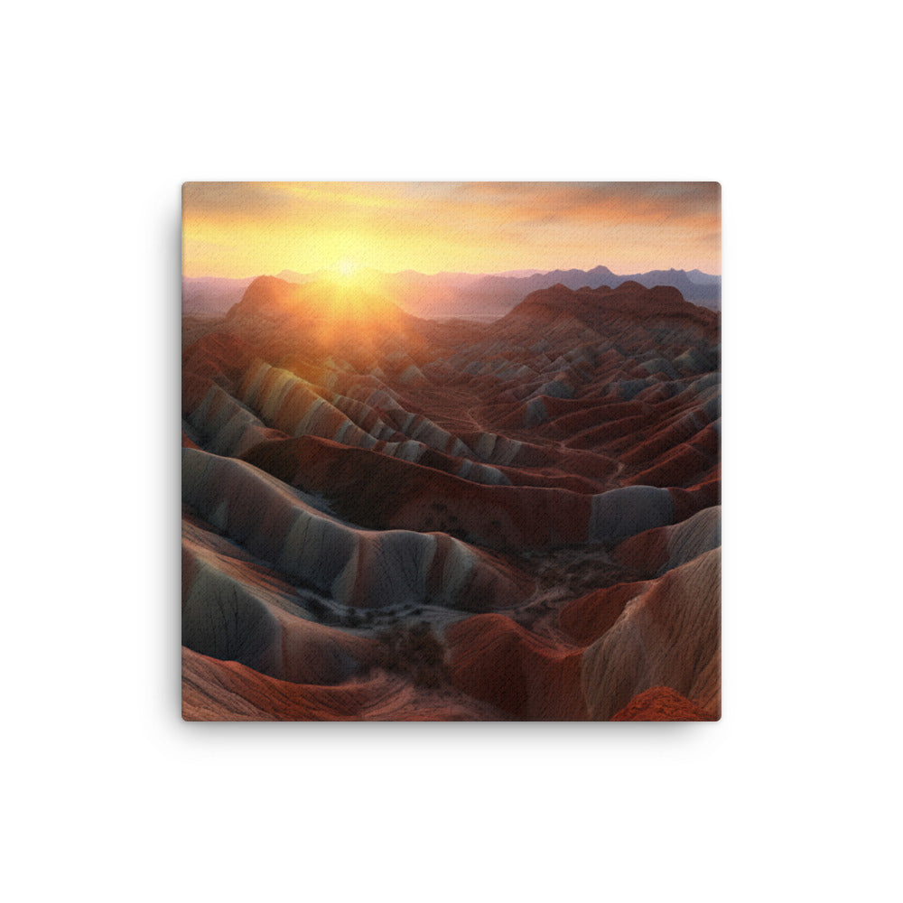 Zhangye Danxia Landform at Sunset canvas - Posterfy.AI