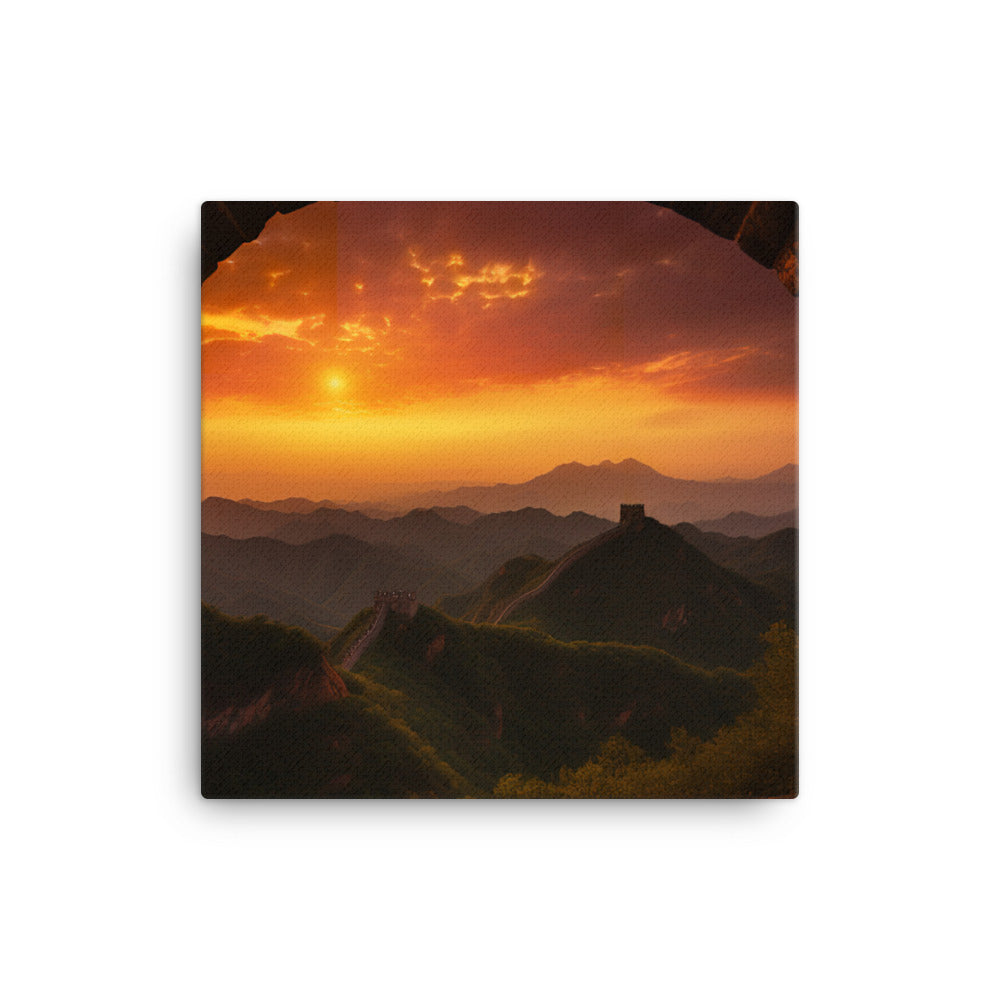 Illuminating the Great Wall at Sunset canvas - Posterfy.AI