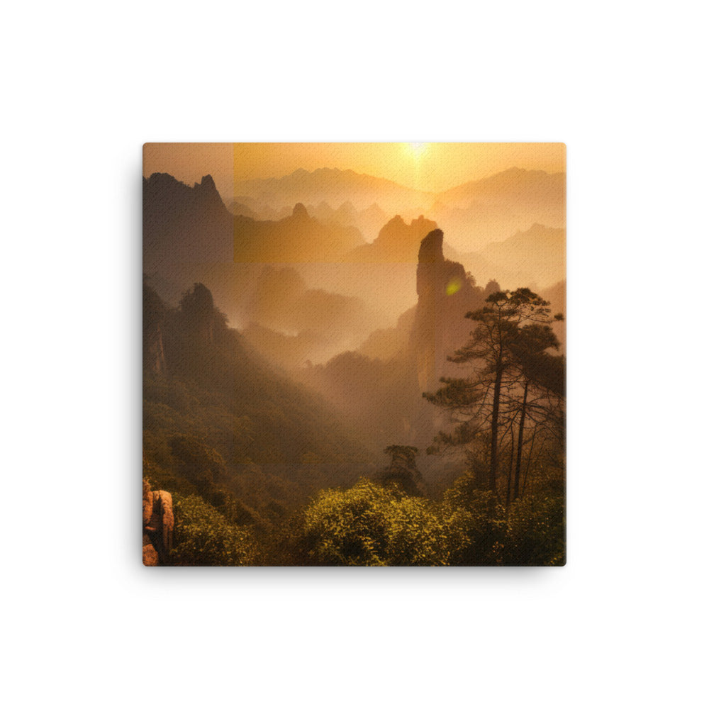 Majestic Sunrise at Tianzi Mountain canvas - Posterfy.AI