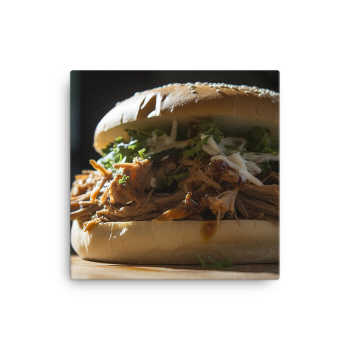 Juicy Pulled Pork Sandwich canvas - Posterfy.AI