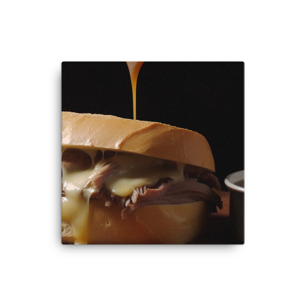 French Dip Sandwich with Au Jus canvas - Posterfy.AI